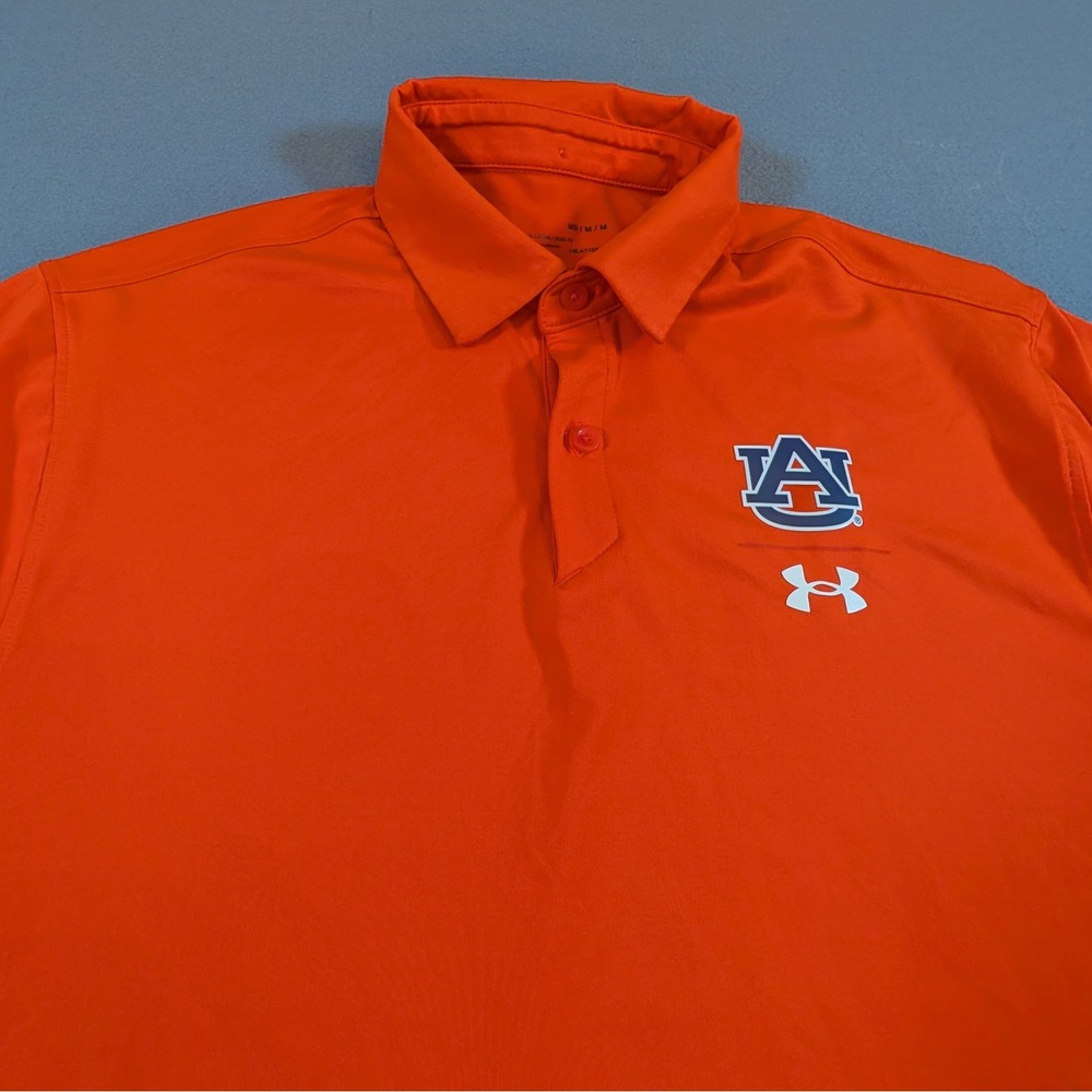 Under Armour Auburn Tigers Polo Shirt Mens Medium Orange Heat Gear
